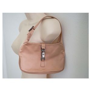 Rare Auth Gucci Jackie Pink Gold Satin Bag
